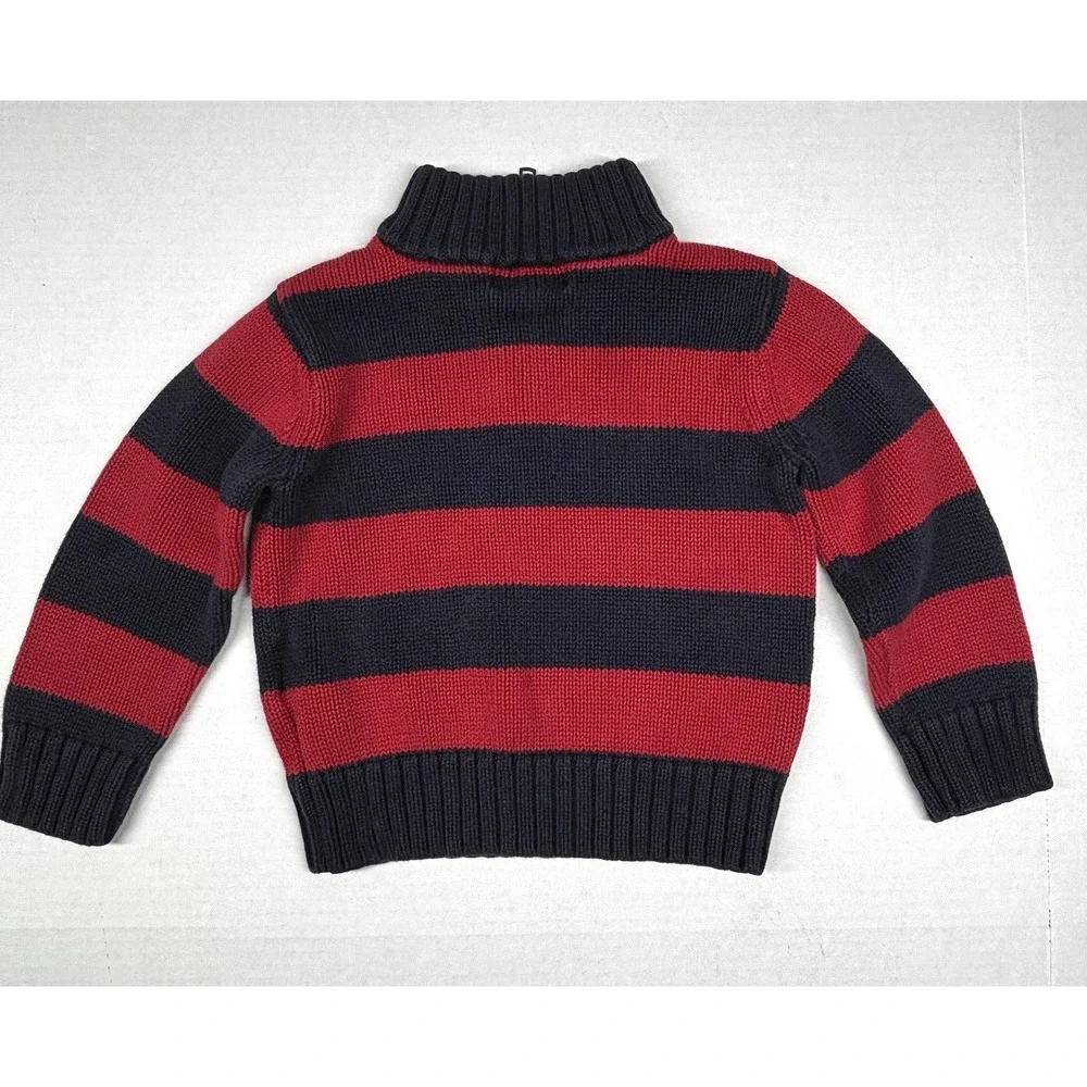 VTG Polo Ralph Lauren Boy‎ 24M Sweater Knitted Pullover Rugby Striped Navy EUC - Picture 3 of 7
